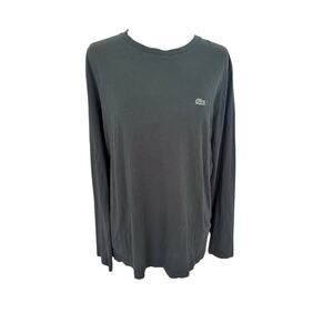 Lacoste Mens M Long Sleeve T Shirt Gray Crewneck Crocodile Logo Regular Fit